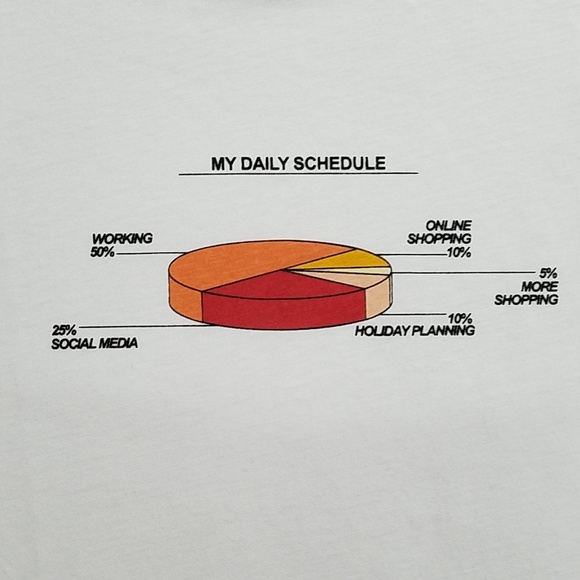 ZARA graphic tee 'my daily schedule' white short sleeve Small - Picture 2 of 7